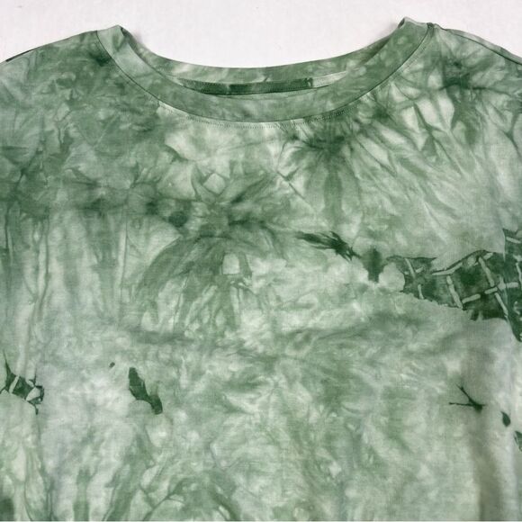 NEW Nine West Tie Dye Green Pullover Smocked Hem Sweatshirt Women’s Medium - Picture 4 of 10